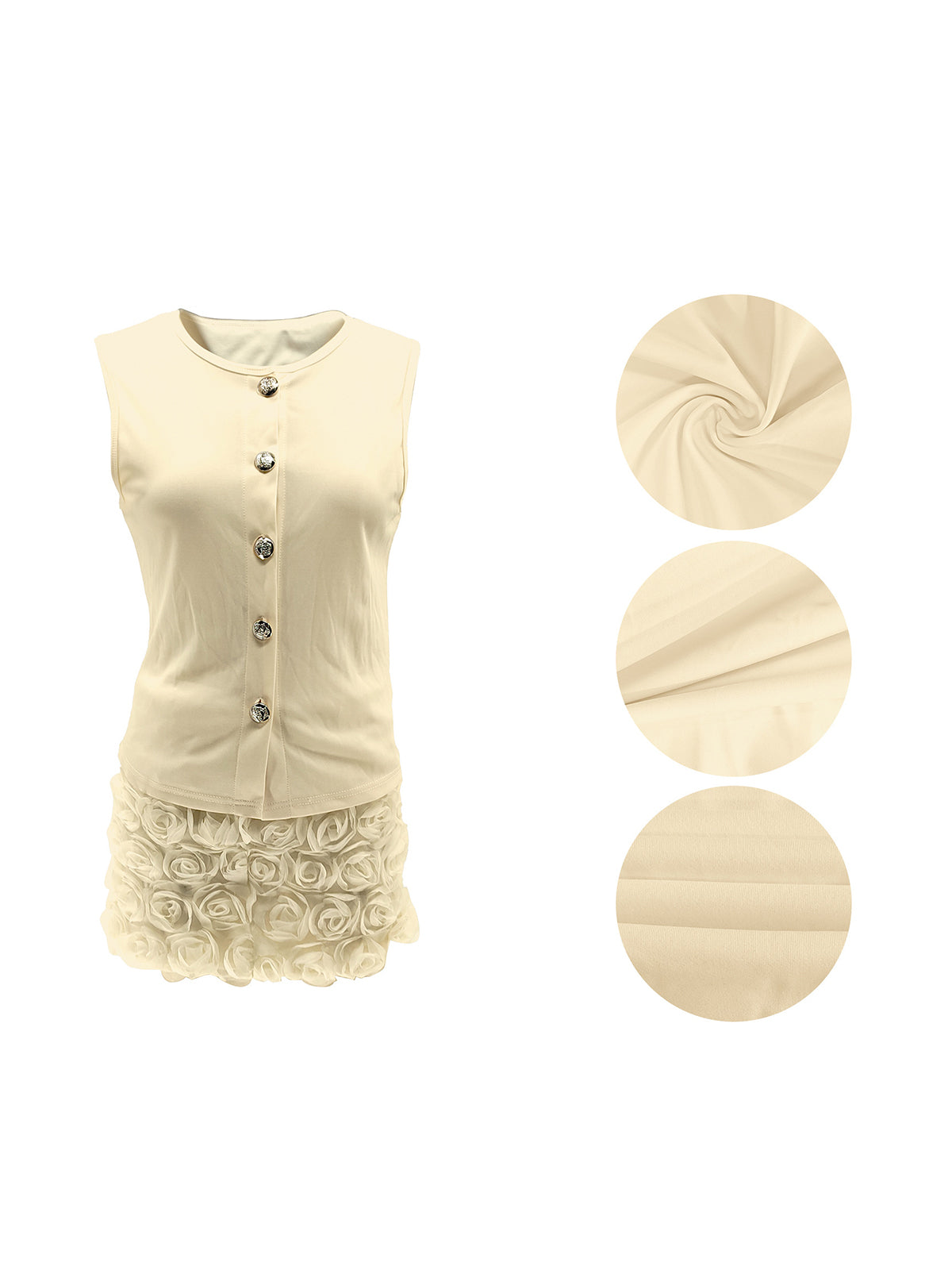 Sleeveless Button Top Floral Skirt Set