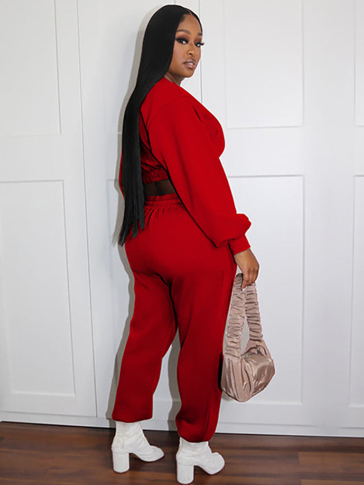 Two Piece Crop Top Sports Pants