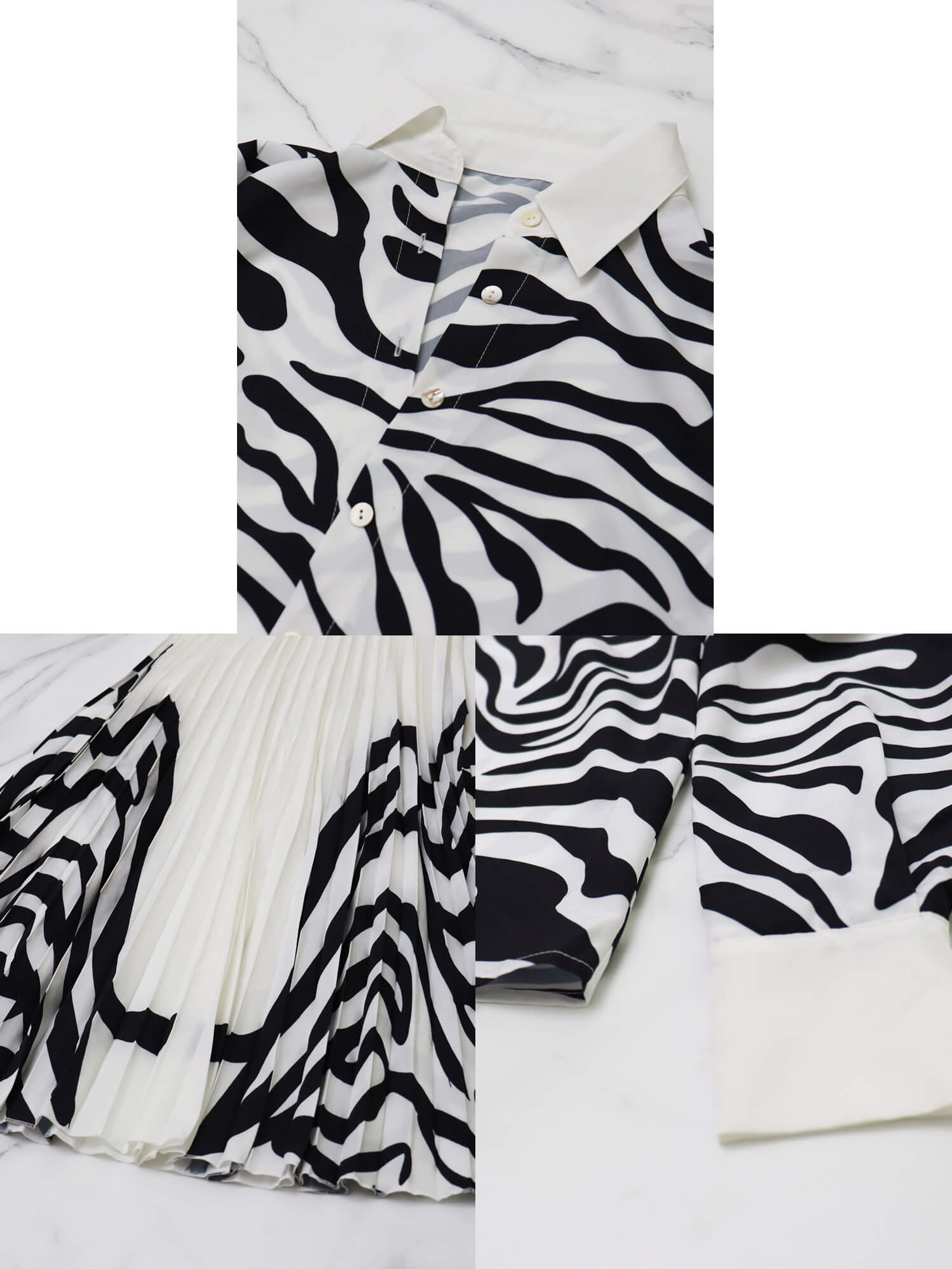 Two Piece Long Sleeve Zebra Print Skirt Suit