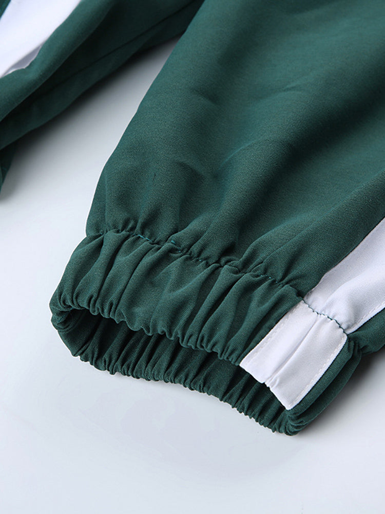 Patchwork Crop Top & High Waist Two-Piece Set