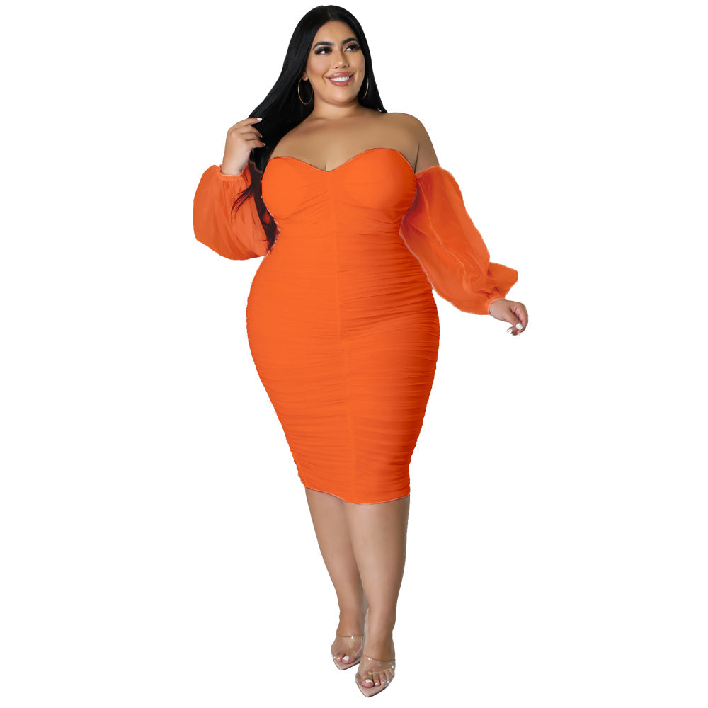 Plus Size Off Shoulder Bodycon Midi Dress