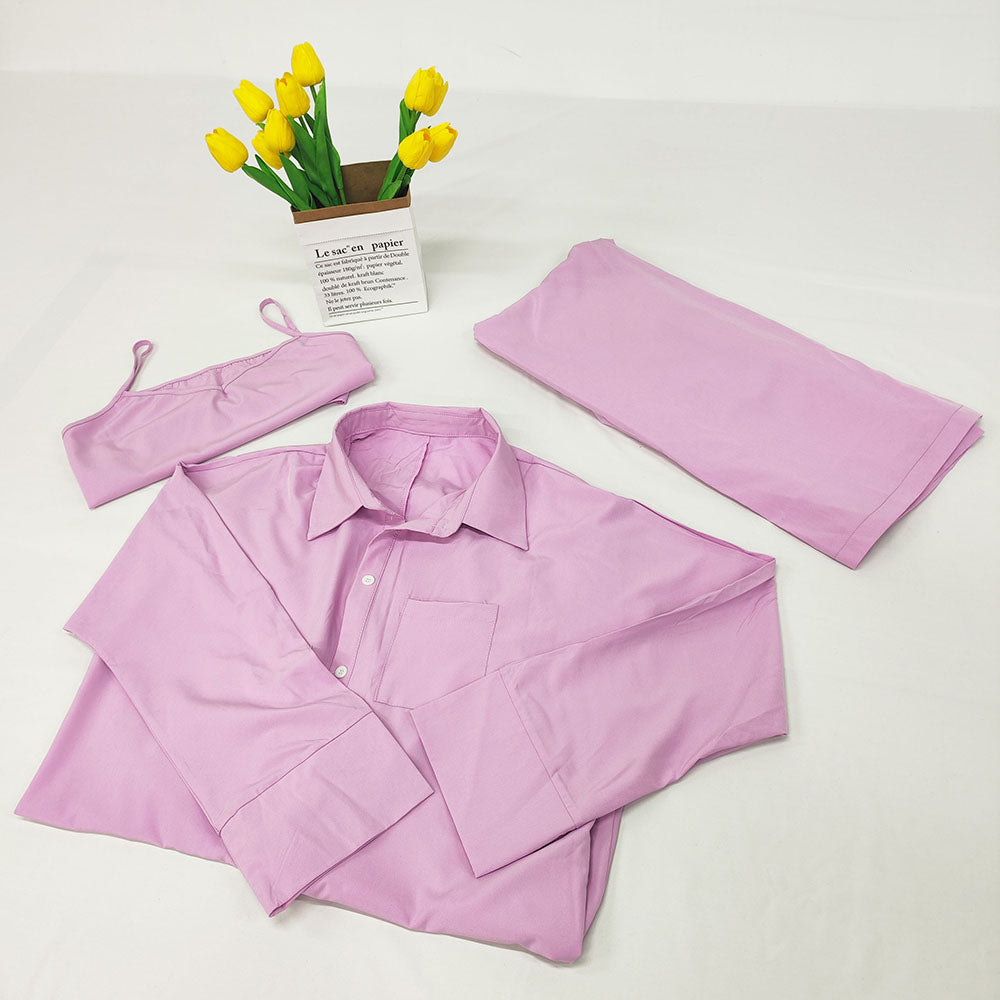 Three Piece Tank Top Coat Long Pants