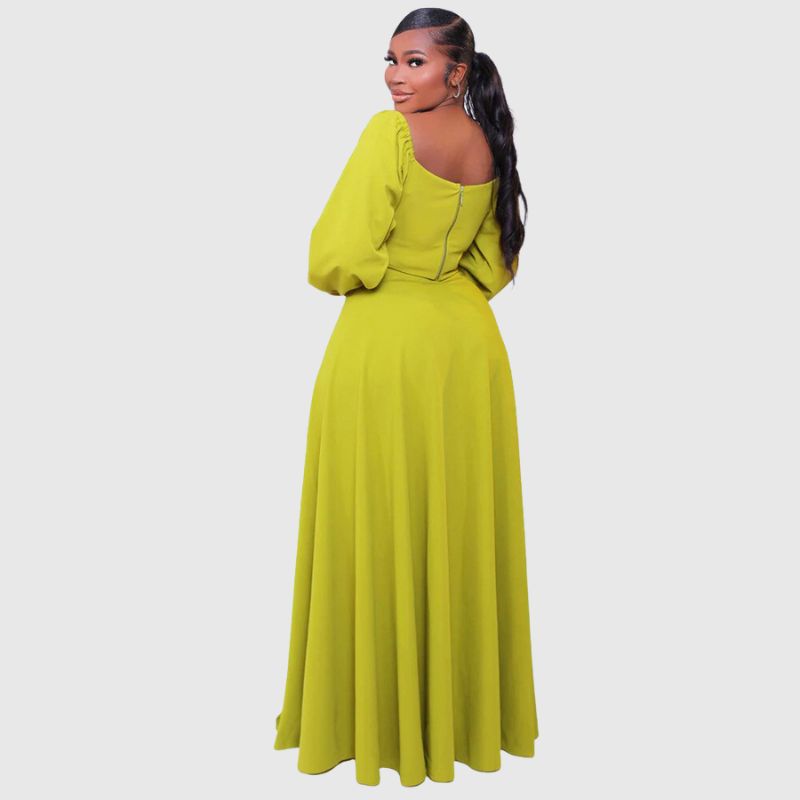 Off-Shoulder Crop Top Split Skirt Set