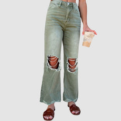 Wash Ripped Bootscut Jeans