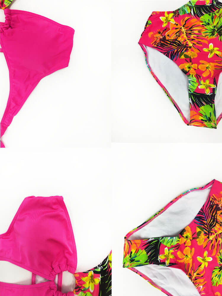 Halter Neck Floral Print Bodycon Swimsuit