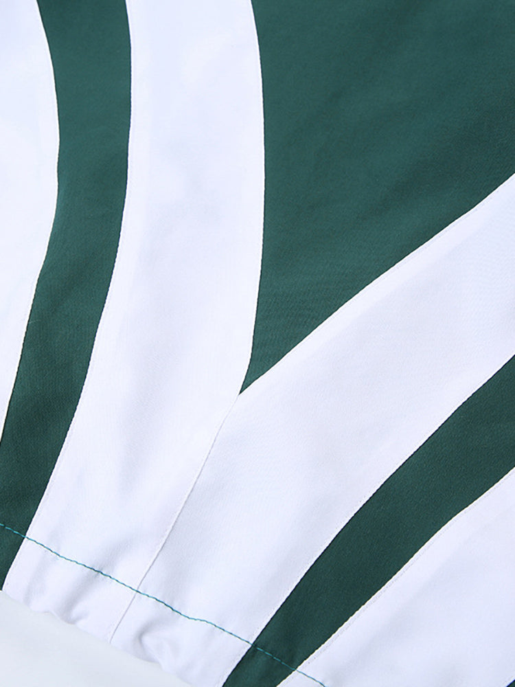 Patchwork Crop Top & High Waist Two-Piece Set