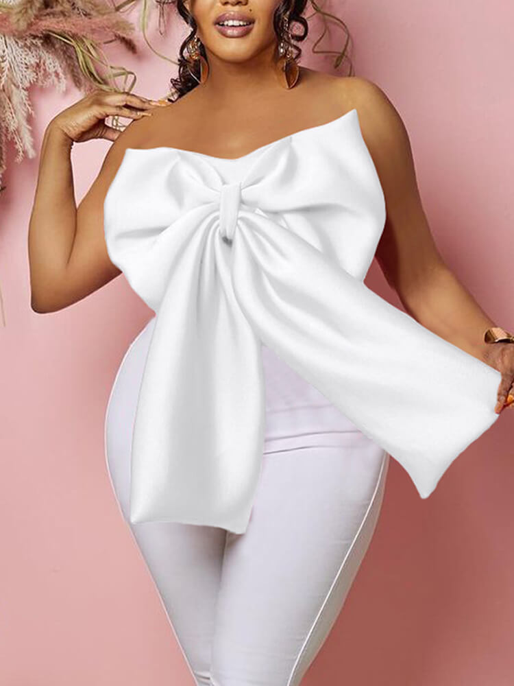 Off Shoulder Bow Knot Tube Top