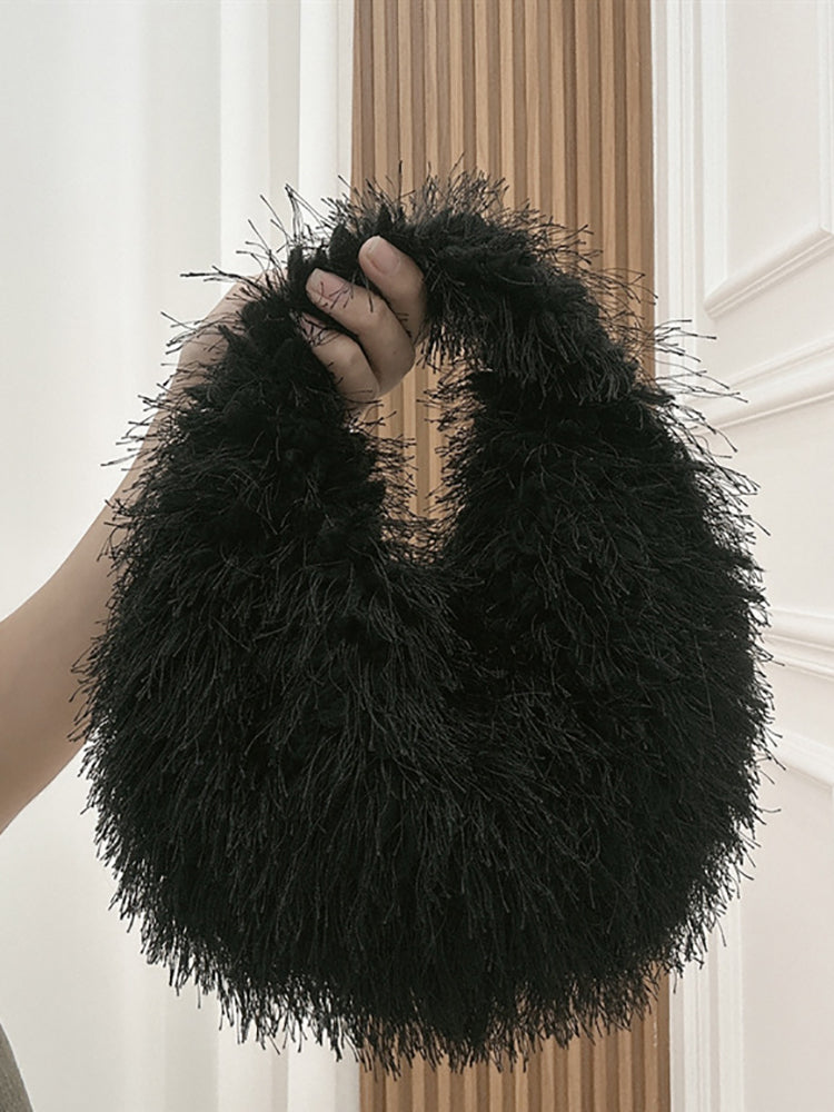 Candy Color Fluffy Fringe Mini Handbag