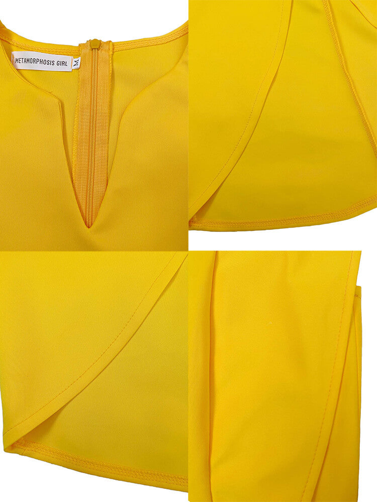 Sleevelesss Ruffle Patchwork Bodycon Midi Dress