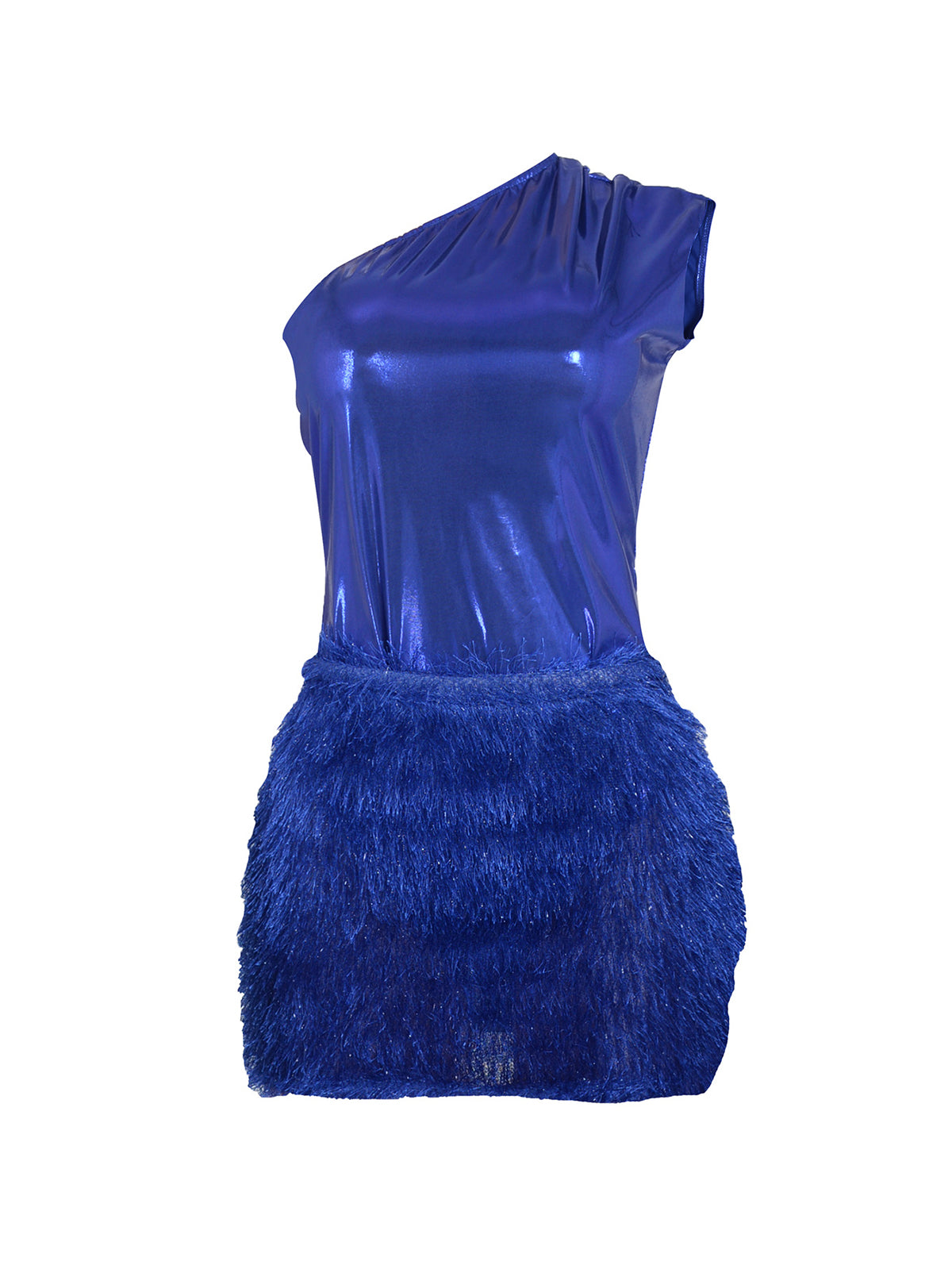 One Shoulder Shimmering Knit Bodycon Mini Dress