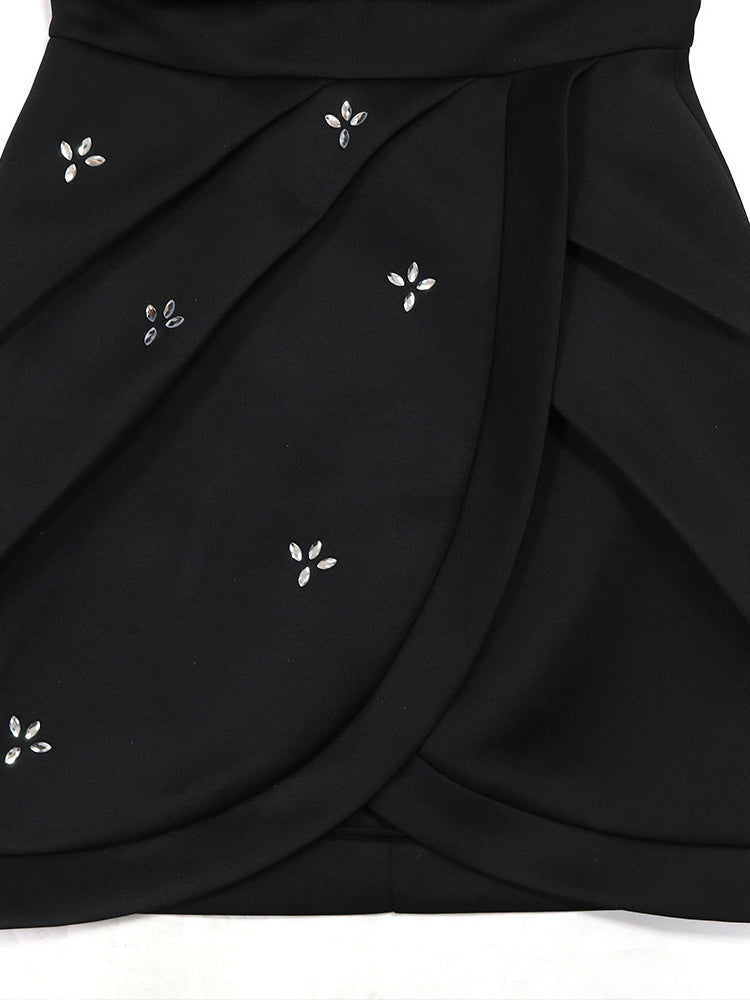 V Neck Backless Rhinestone Party Dress