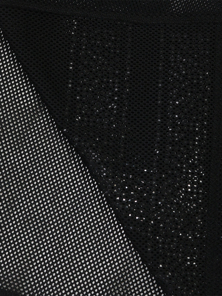 Number Graphic Rhinestone Mesh T-Shirt Dress