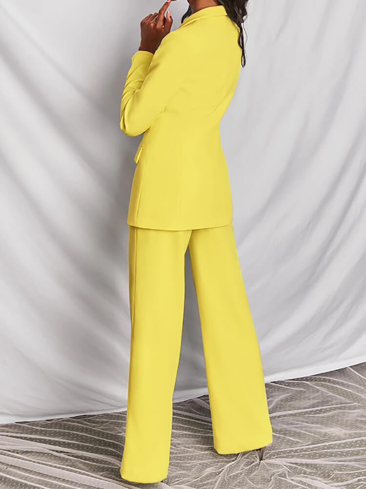 Casual Blazer Long Pants Two Piece Outfits