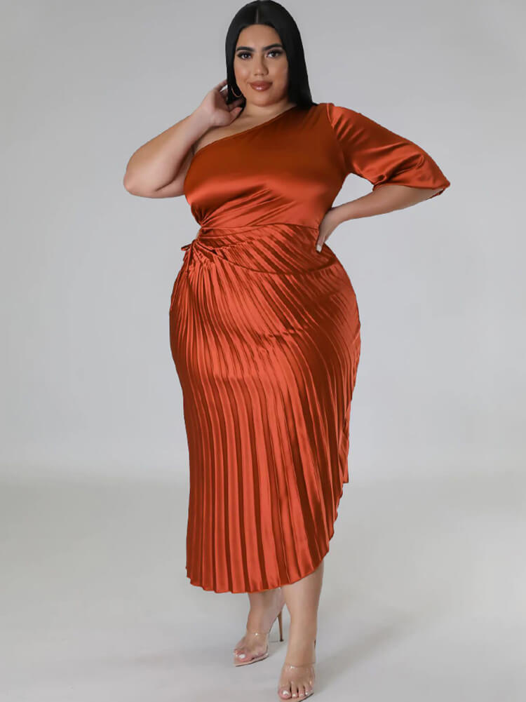 One Shoulder Lace Up Ruched Maxi Dress