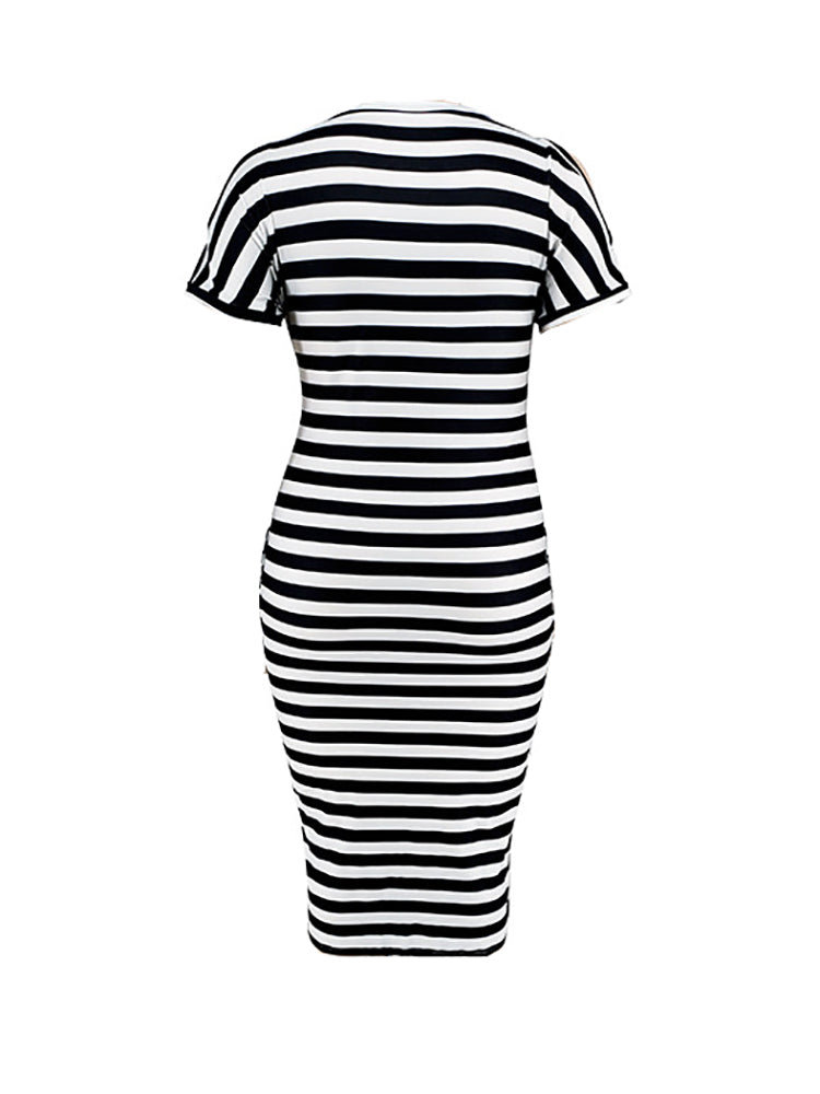Plus Size Striped Dress with Pockets