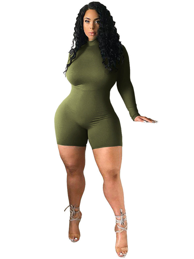 Bodycon Long sleeve Mock Neck Romper