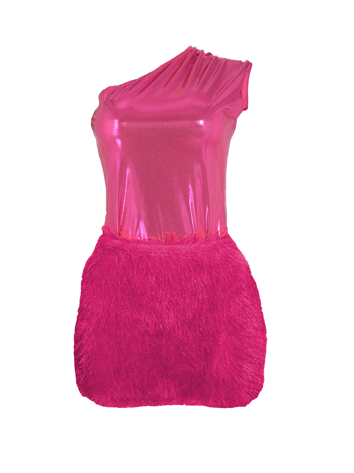 One Shoulder Shimmering Knit Bodycon Mini Dress