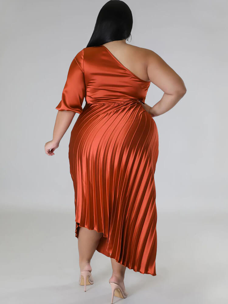 One Shoulder Lace Up Ruched Maxi Dress