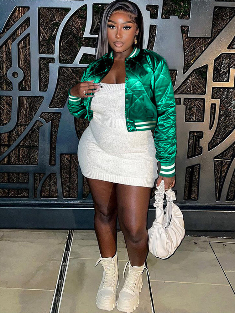 Long Sleeve Patchwork Quilted Baseball Jacket