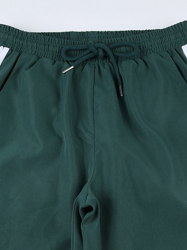 Patchwork Crop Top & High Waist Two-Piece Set