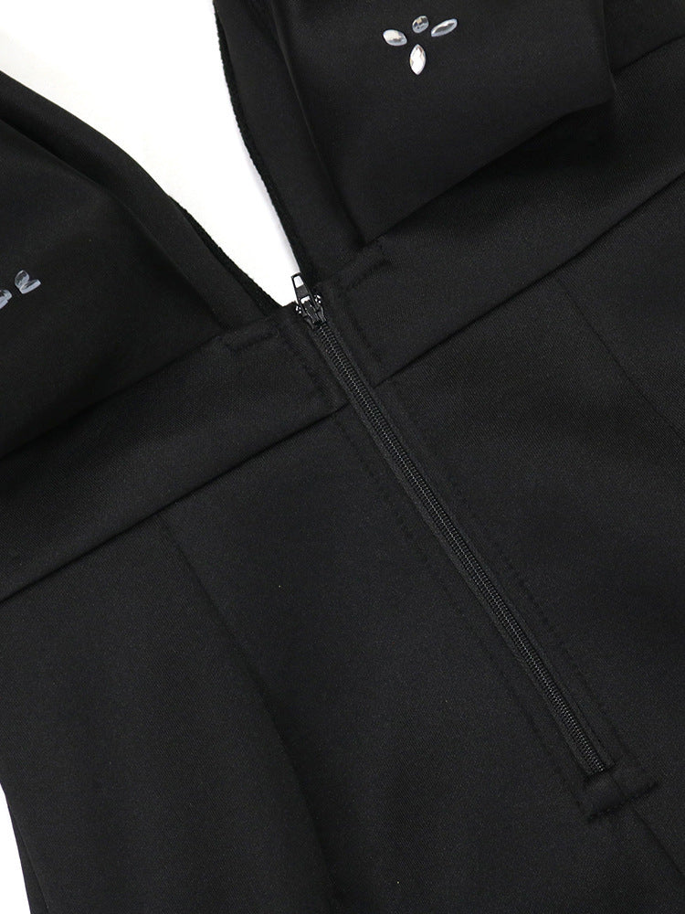 V Neck Backless Rhinestone Party Dress