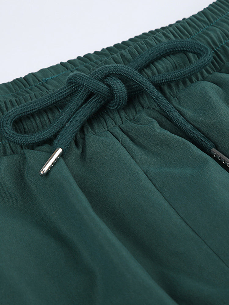 Patchwork Crop Top & High Waist Two-Piece Set