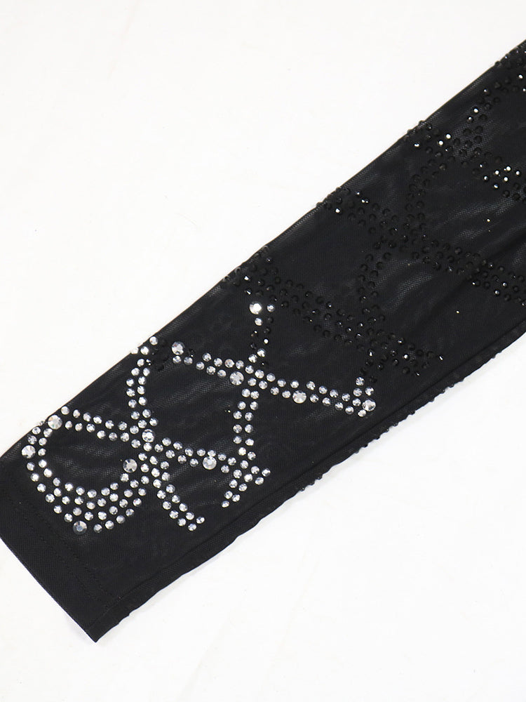 Rhinestone Mesh Maxi Split Dress