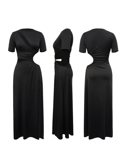 Cutout Ruched Slit Maxi Dress