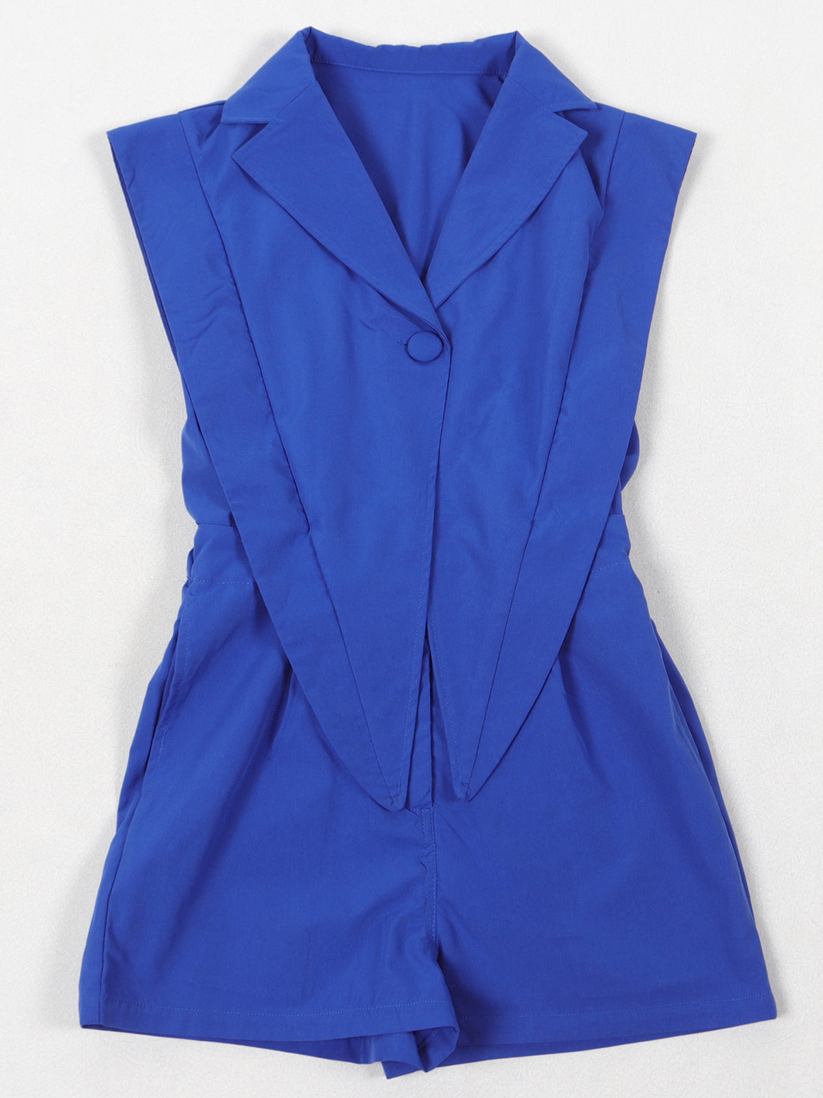 Sleeveless Solid Color Asymmetrical Romper