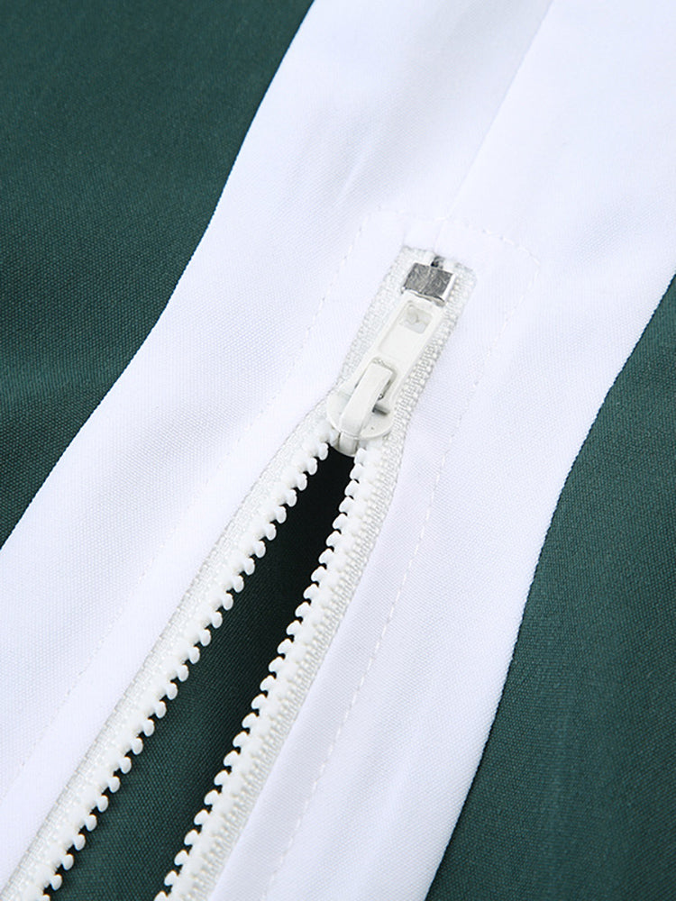 Patchwork Crop Top & High Waist Two-Piece Set