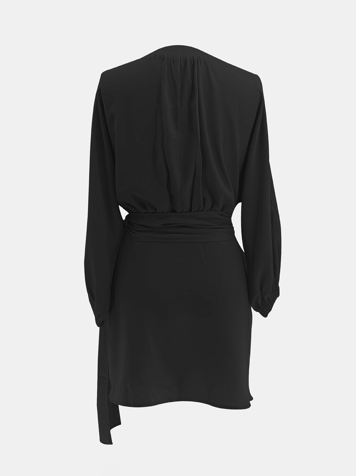 Belted Lantern Sleeve Mini Dress