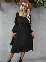 Long Sleeves Floral Print Midi Dress