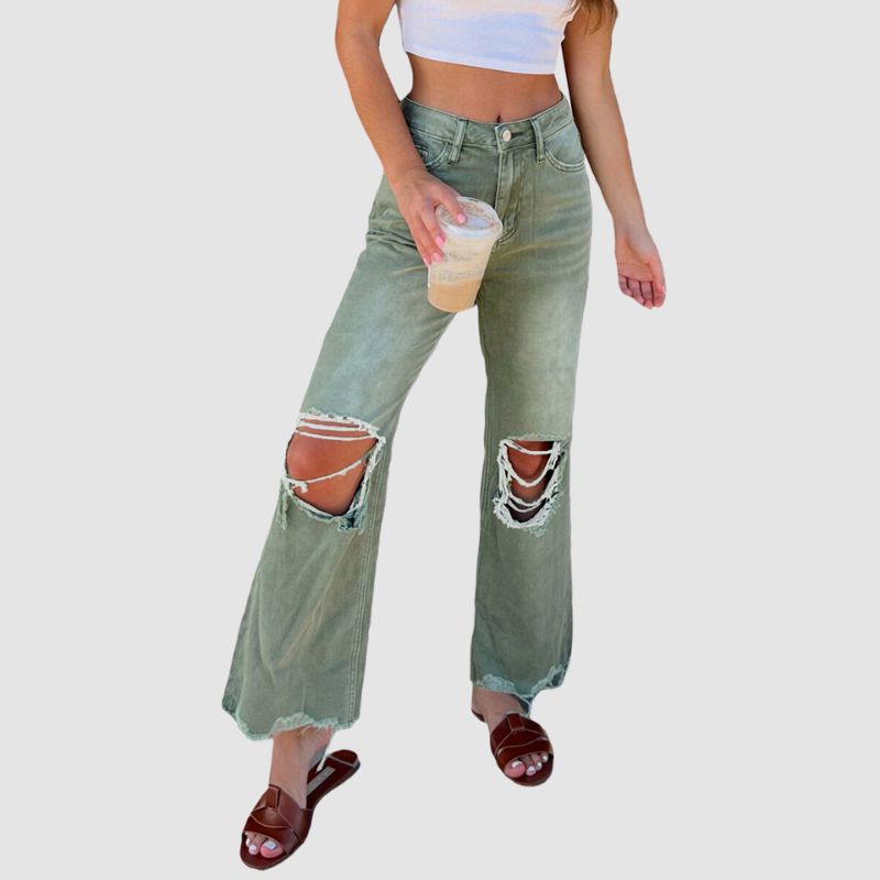 Wash Ripped Bootscut Jeans