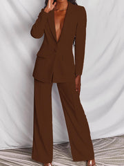Casual Blazer Long Pants Two Piece Outfits