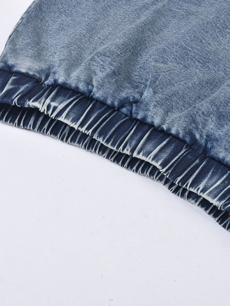 Denim Sleeveless Crop Top Mini Skirts