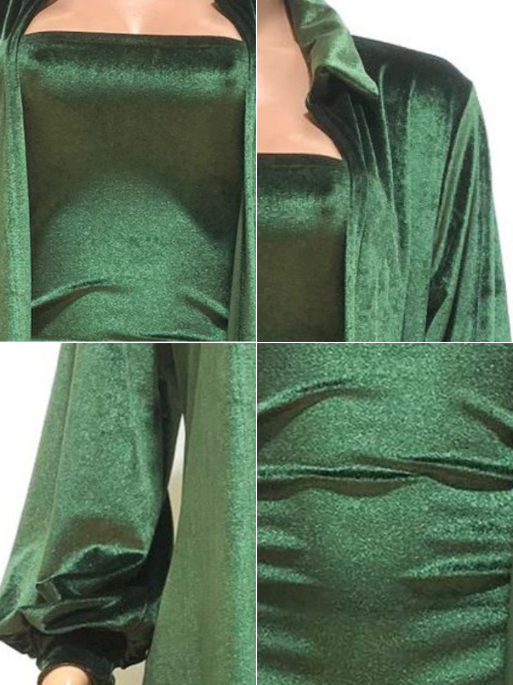 Two-Piece Velvet Cardigan & Tube Jumpsuit