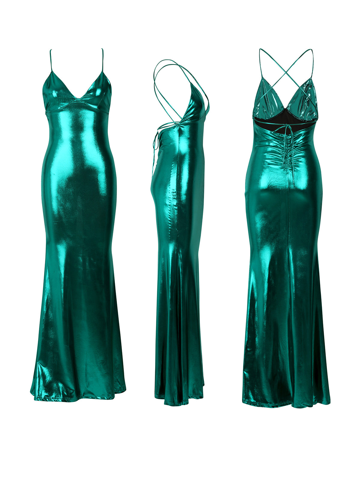 Metallic Spaghetti Strap Maxi Dress