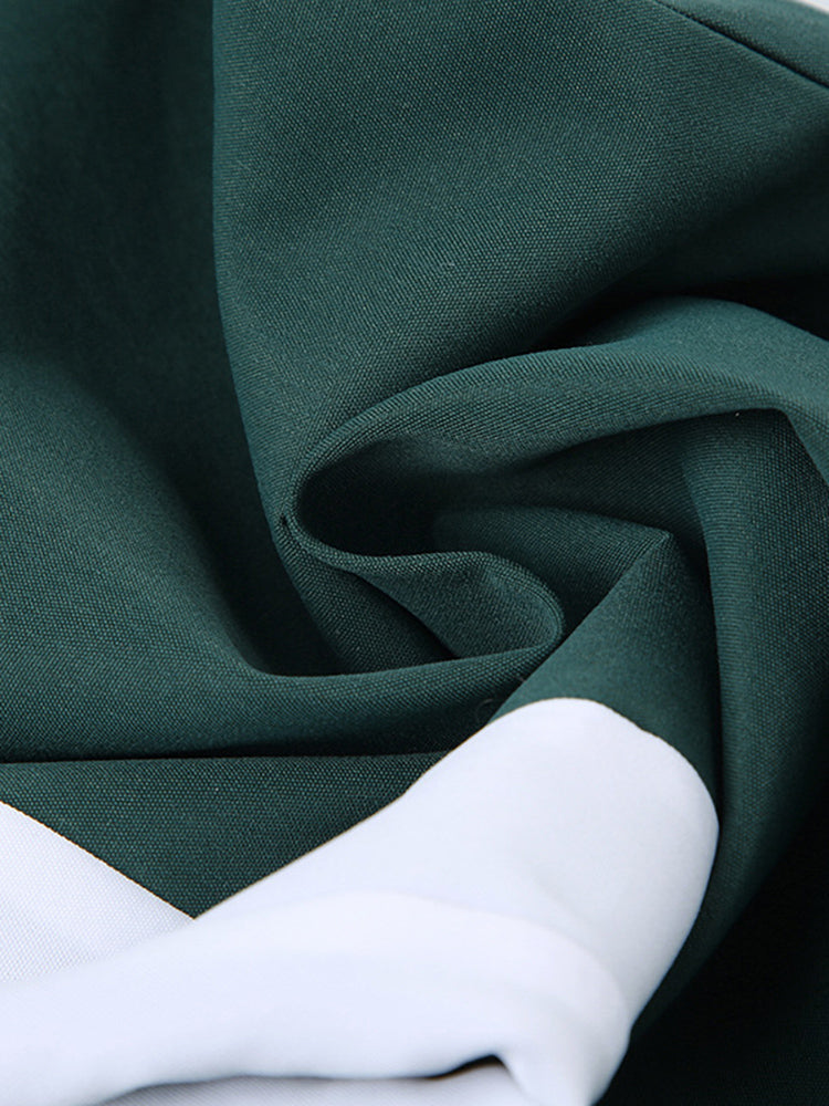 Patchwork Crop Top & High Waist Two-Piece Set