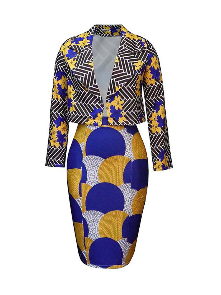 Two Piece Short Coat Bodycon Midi Skirts