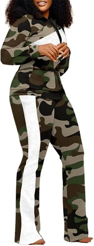 Two Piece Zipper Up Top Long Pants