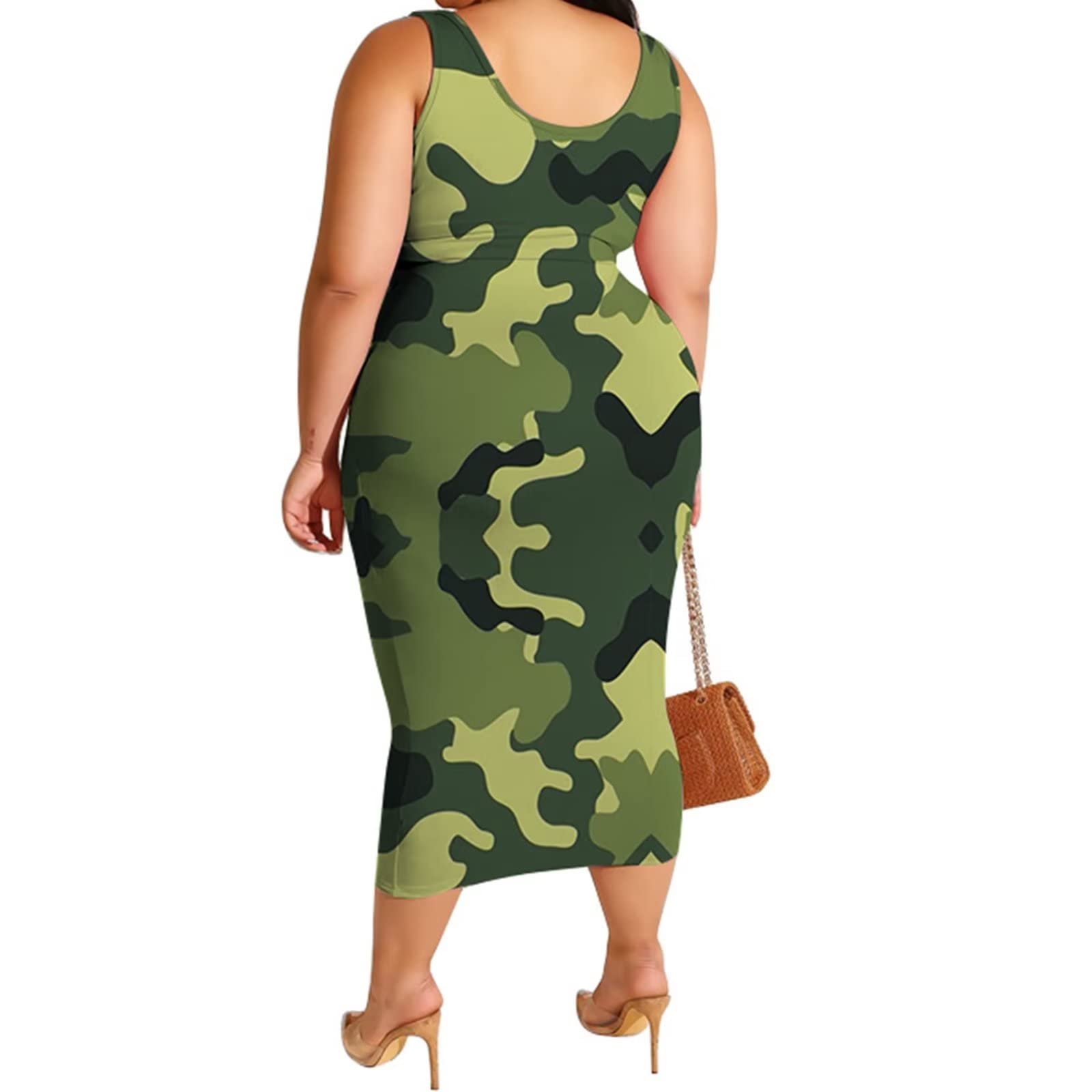 Plus Size Print Sleeveless Top Skirt Set