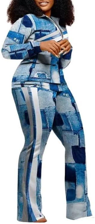 Two Piece Zipper Up Top Long Pants