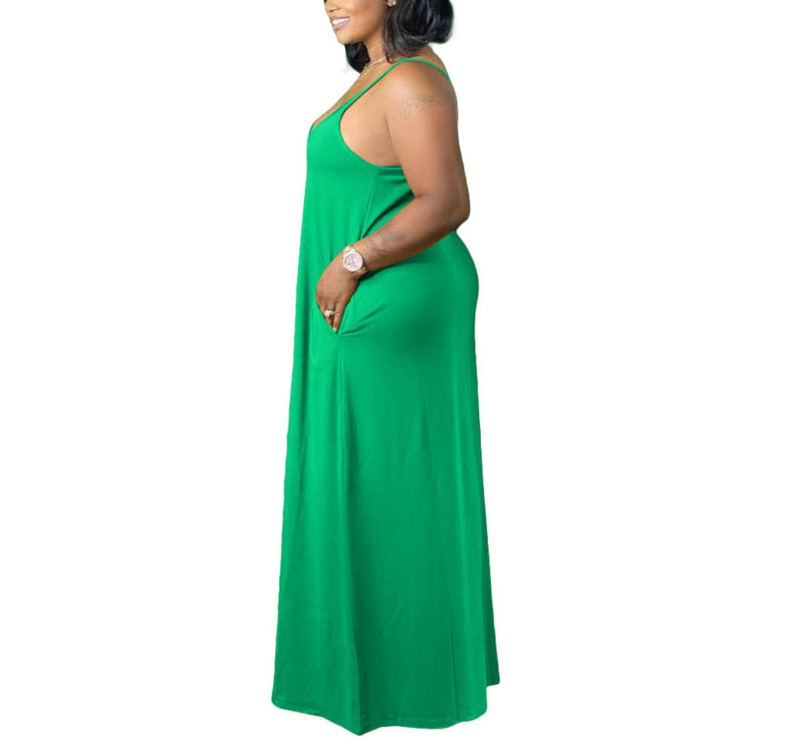 Plus Size Strap Maxi Dress With Pockets