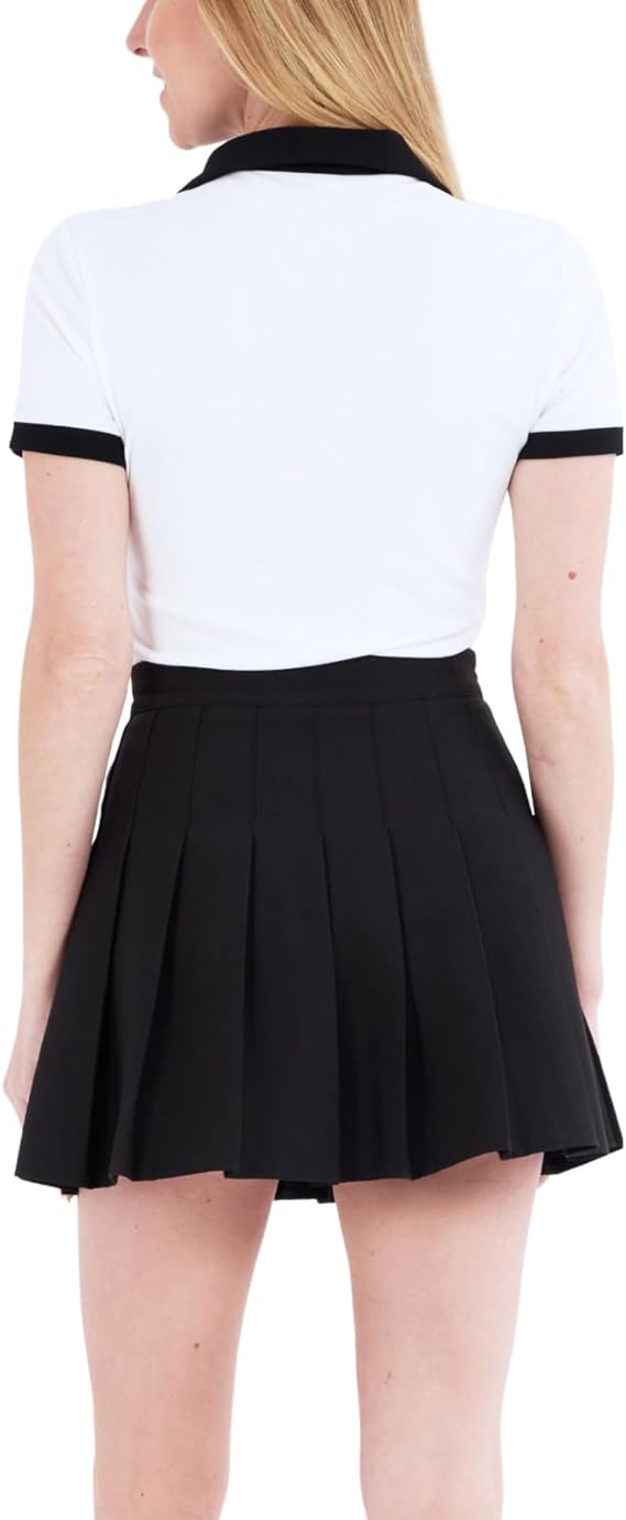 Short Sleeve V Neck Collared Colorblock Top