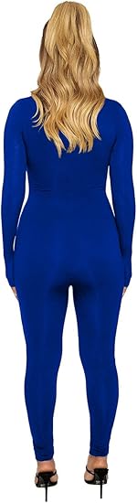 Long Sleeve Zipper Bodycon Solid Color Jumpsuit