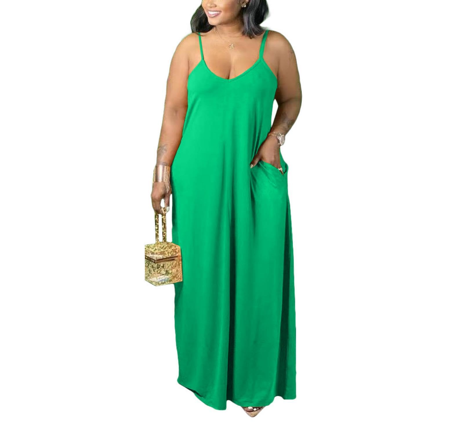 Plus Size Strap Maxi Dress With Pockets