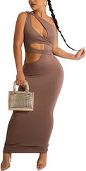 One Shoulder Bodycon Sleeveless Ruched Dress