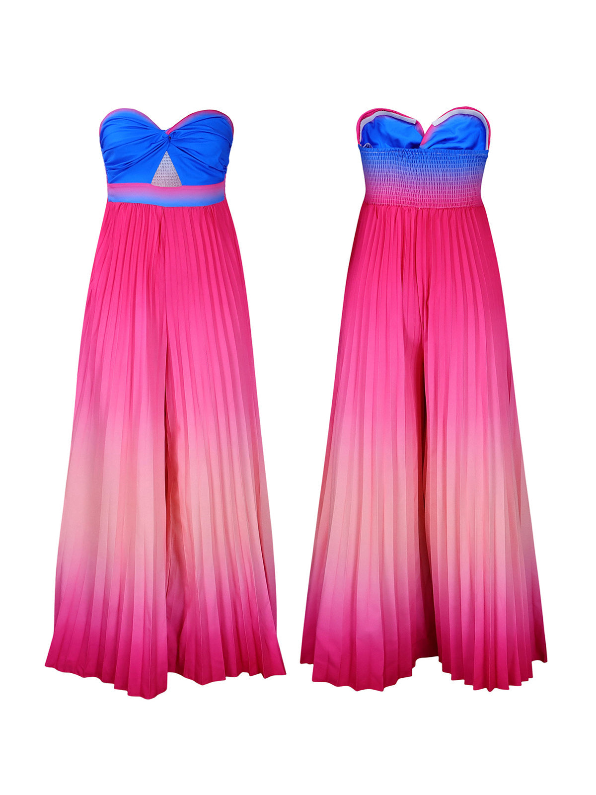 Strapless Gradient Rainbow Backless Jumpsuit