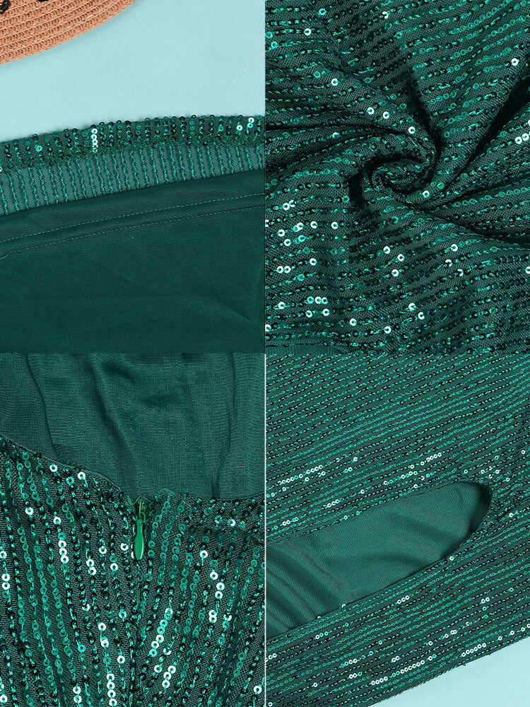 Sequin Sleevelesss Split Bodycon Maxi Dress