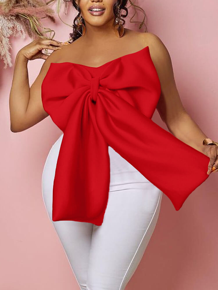 Off Shoulder Bow Knot Tube Top